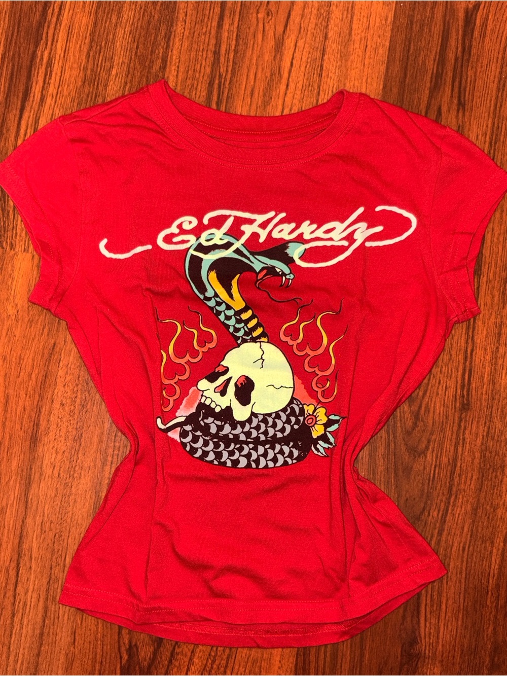 Ed Hardy Red Skull & Snake Graphic Tee